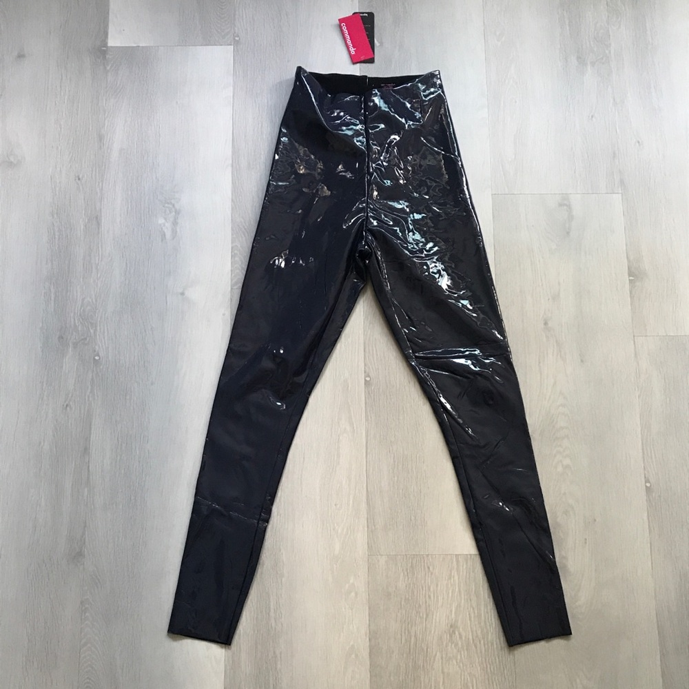 COMMANDO PATENT FAUX LEATHER NAVY LEGGING PANT WOMENS SMALL